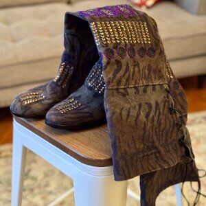 💜 Meher Kakalia Over-the-Knee Suede Boots – Statement Piece! Size 39 (8-8 1/2)